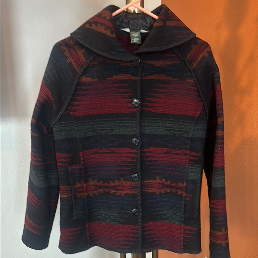 Woolrich Women’s Authentic Black/Red Striped Coat PS